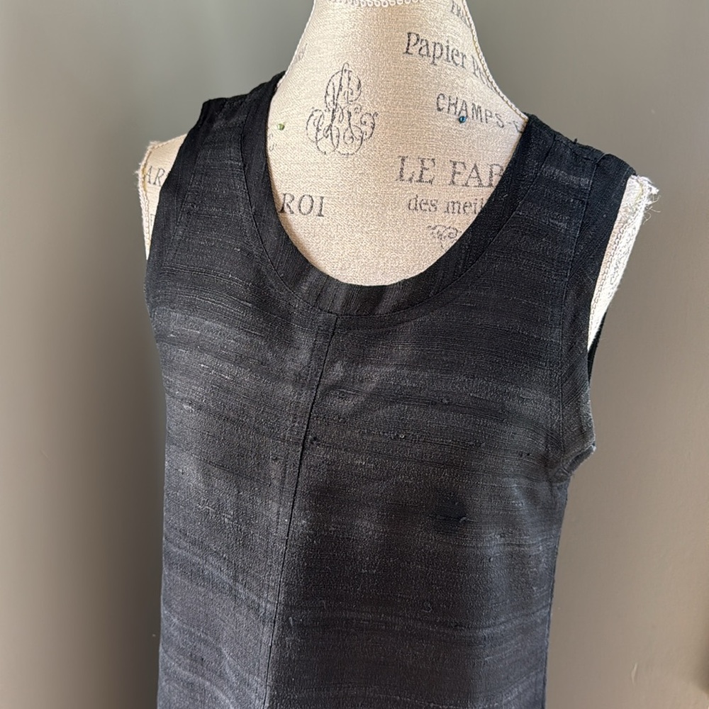 Eggplant Vintage black raw‎ silk side slit sleeveless maxi dress EUC size M - Picture 3 of 12